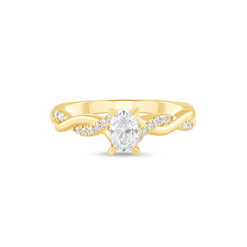 Oval Natural Diamond 5/8ctw. Twist Shank Engagement Ring in 14k Yellow Gold image number null