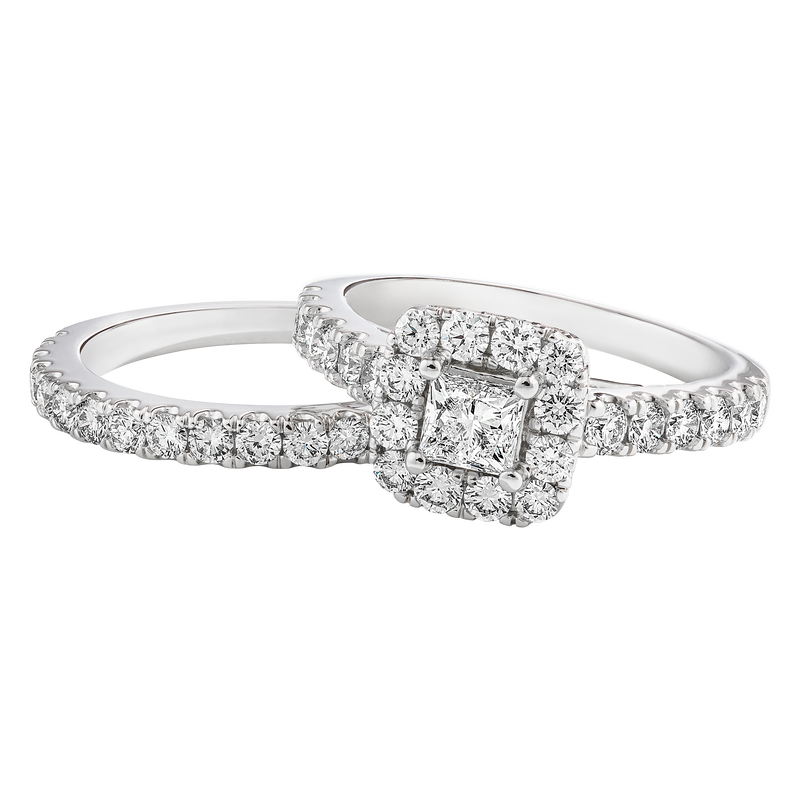 Shay. Princess-Cut 2ctw. Diamond Halo Bridal Set in 14k White Gold image number null