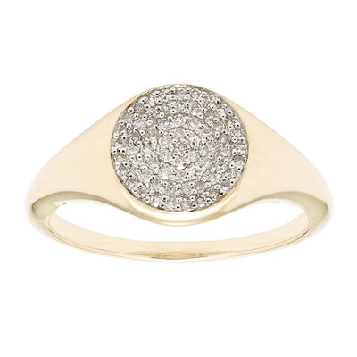 Diamond Pave Signet Ring 1/5ctw. in 14k Yellow Gold