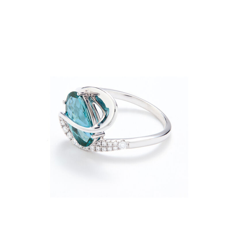 Natalie. 14kt. WG Fiji Created Blue Spinel & Lab Grown Diamond Ring image number null