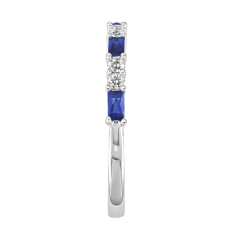 Baguette-Cut Sapphire & Diamond Band in 10k White Gold image number null