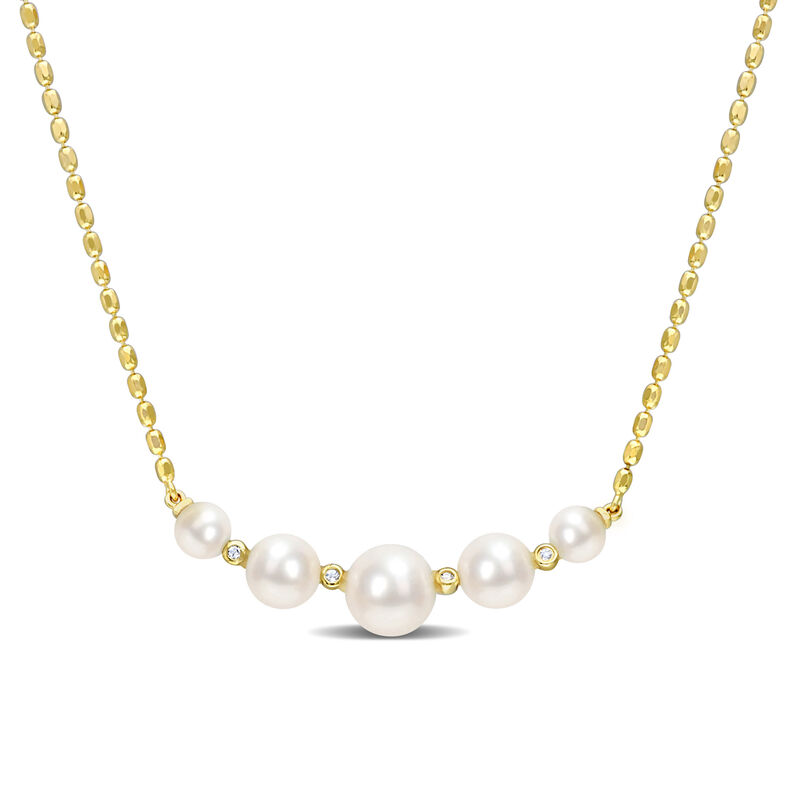 Freshwater Pearl & White Topaz Pendant in Yellow Gold Plated Sterling Silver image number null