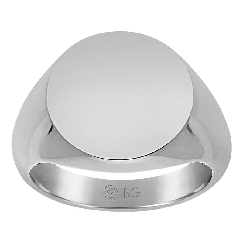 Round All polished Top Signet Ring 16x16mm in 14k White Gold  image number null