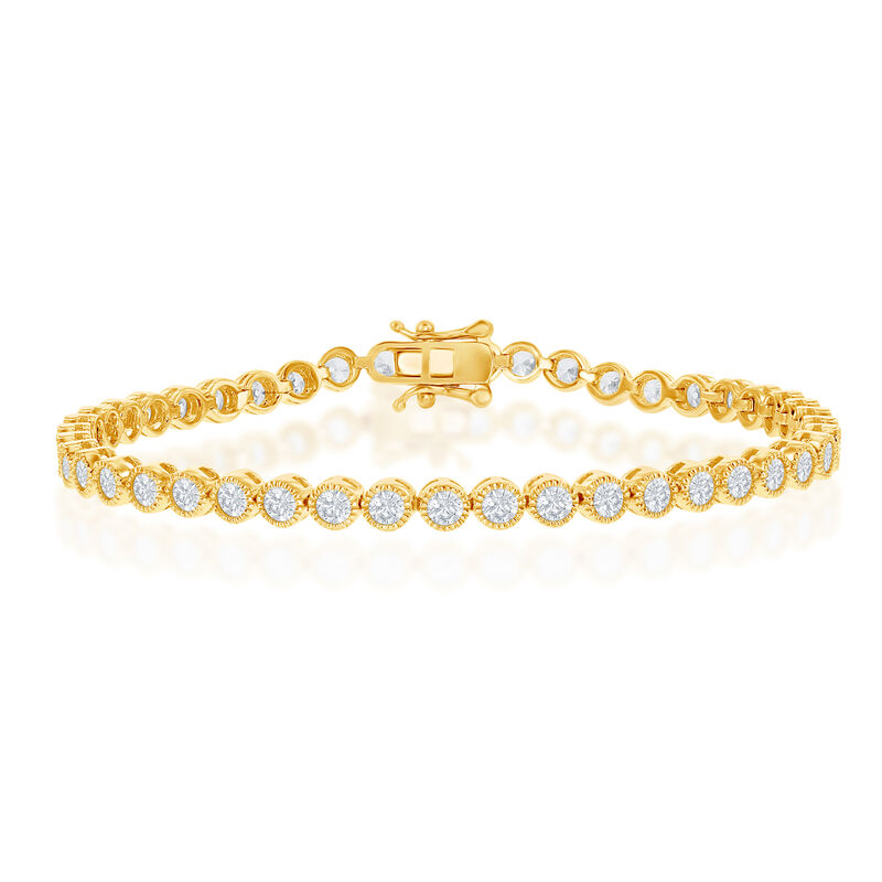 Cubic Zirconia Tennis Bracelet in Gold Plated Sterling Silver image number null