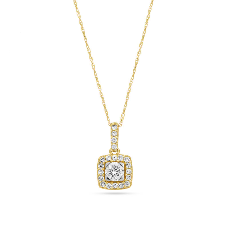Cushion-Cut Lab Grown .50ctw. Diamond Cluster Pendant in 10k Yellow Gold image number null