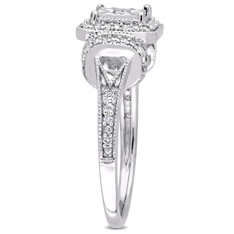 Diamond Halo Vintage Inspired 1/5ctw. Promise Ring in Sterling Silver image number null