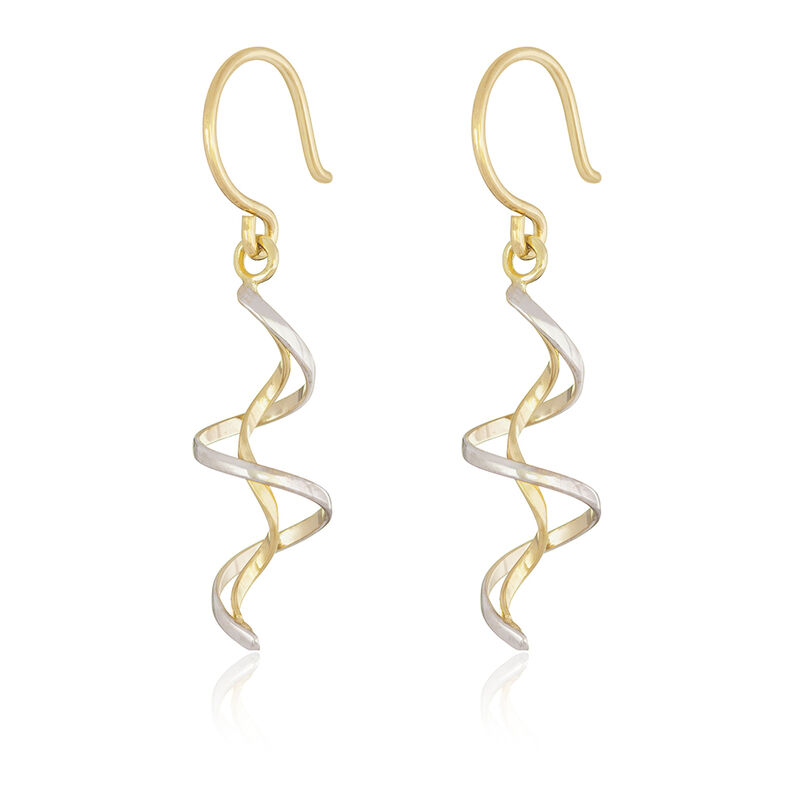 Wire Twist Fashion Dangle Earrings in 14k Two-Tone Gold image number null