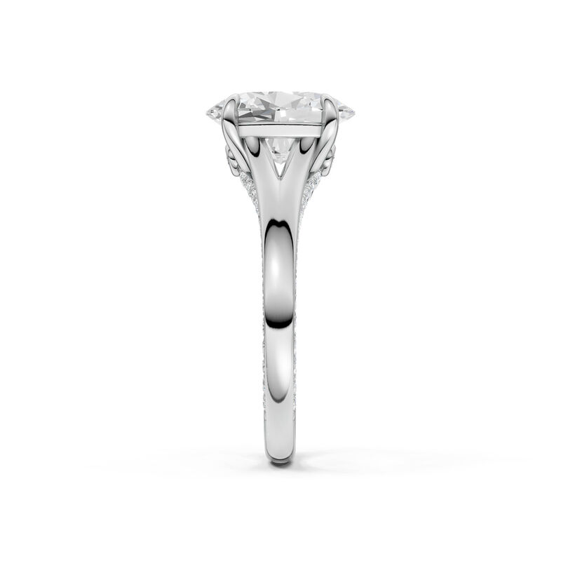 Oval Lab Grown Diamond 3 1/2ctw. Split Shank Engagement Ring with Round Diamond Accents in 14k White Gold image number null