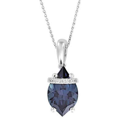 Chatham Flame Created Alexandrite Pendant in 14k White Gold