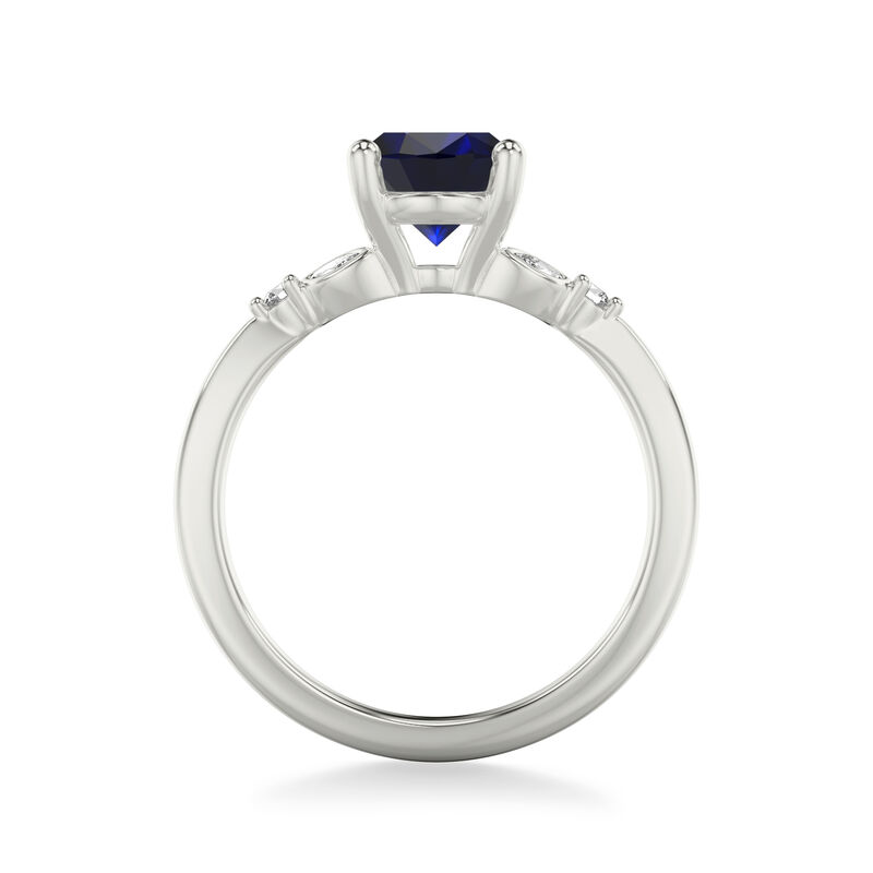 Sallie. Artcarved Sapphire & Diamond Floral Accent Semi-Mount in 14k White Gold image number null