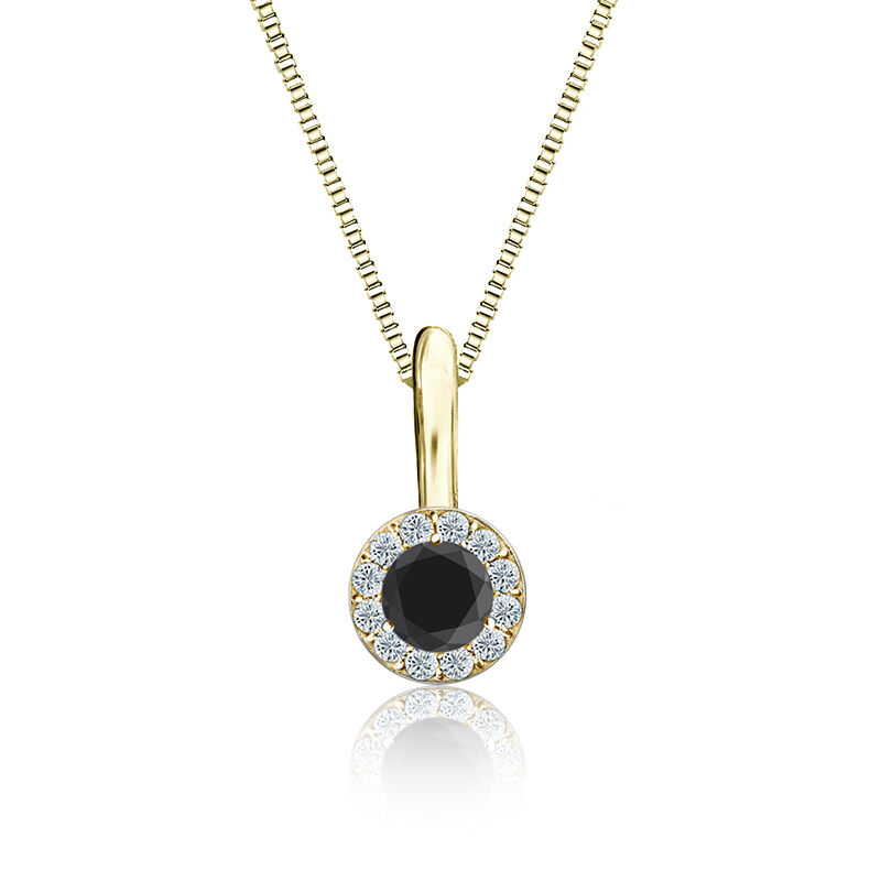 Black & White Diamond Halo ¼ct. Pendant in 14k Yellow Gold image number null