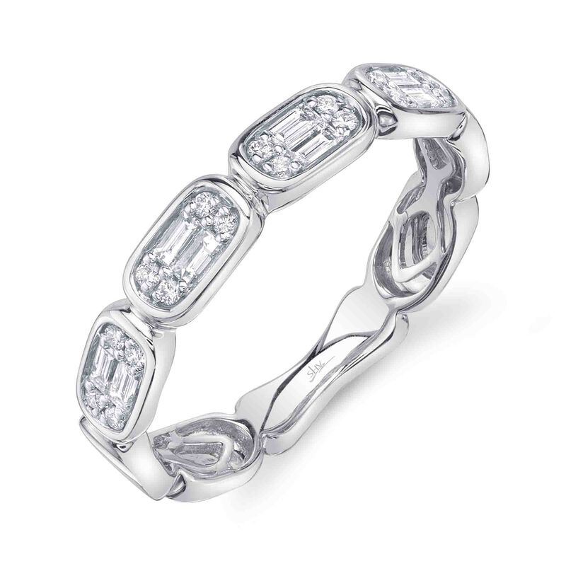 Shy Creation Diamond 1/4ctw. Baguette Fashion Ring in 14k White Gold image number null