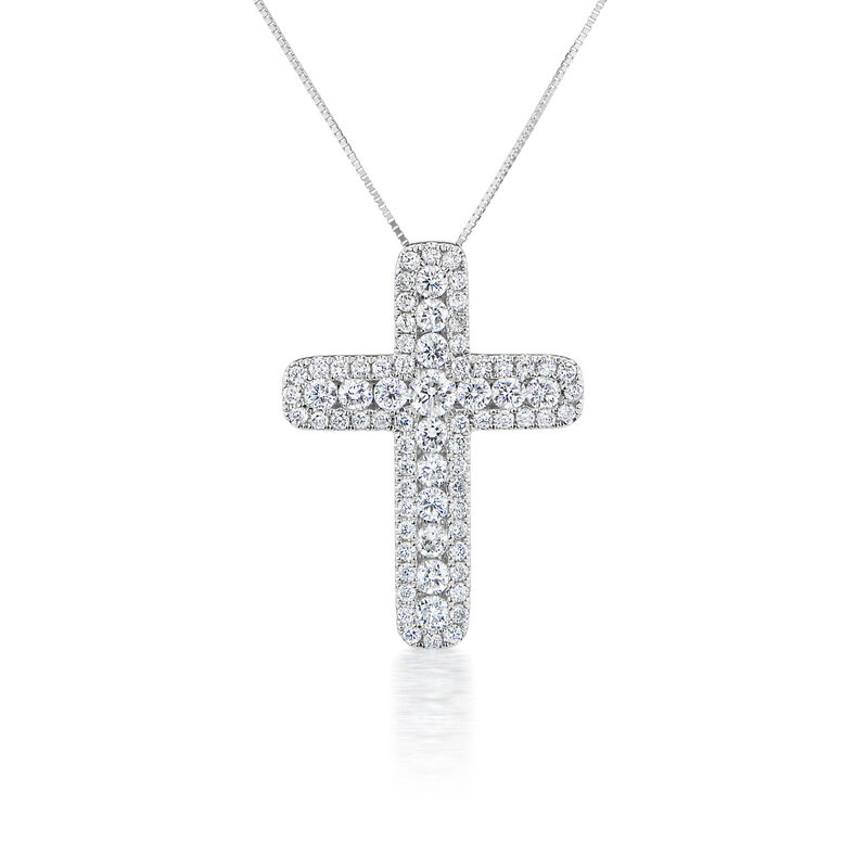 Lab Grown 1ct. Diamond Cross Pendant in 14k White Gold image number null