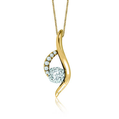 Sirena Diamond Cradle Pendant in 14k Yellow Gold