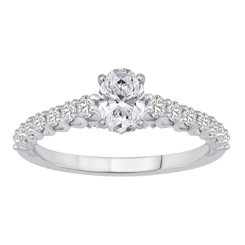 Oval Lab Grown Diamond 1ctw. Classic Engagement Ring in 14k White Gold image number null