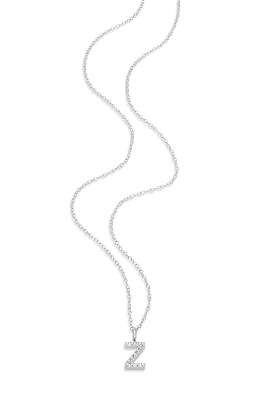 Lab Grown Diamond Letter Z Initial Pendant Necklace in Sterling Silver image number null