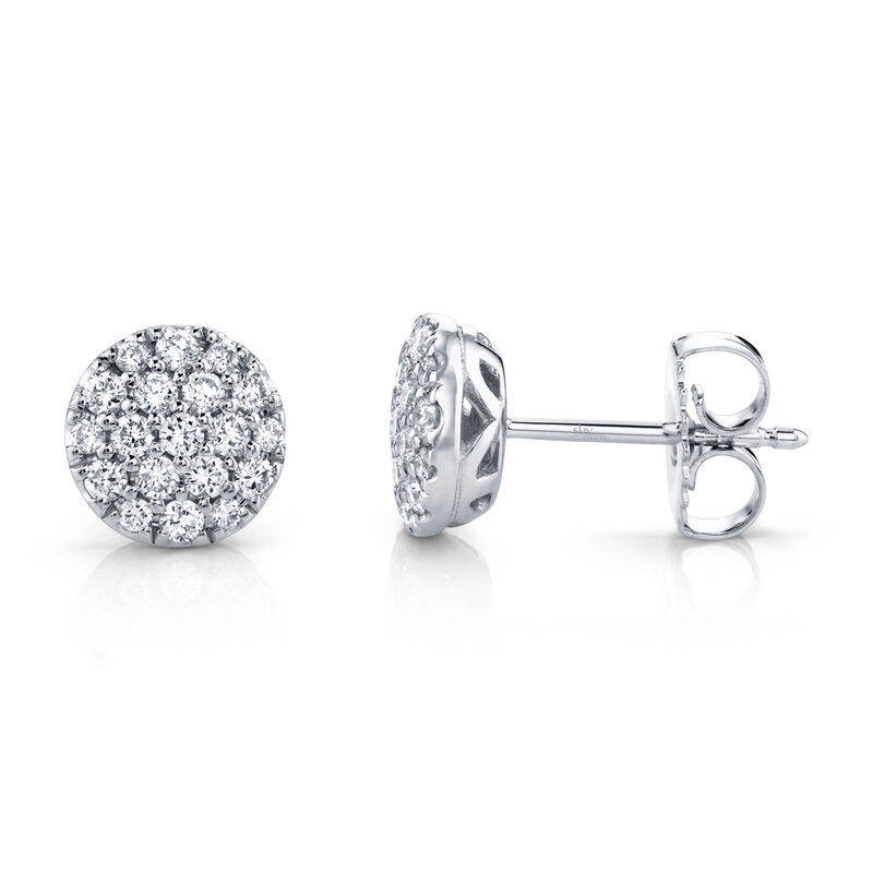 Shy Creation 0.48 ctw Pave Diamond Stud Earrings in 14k White Gold SC22004733 image number null