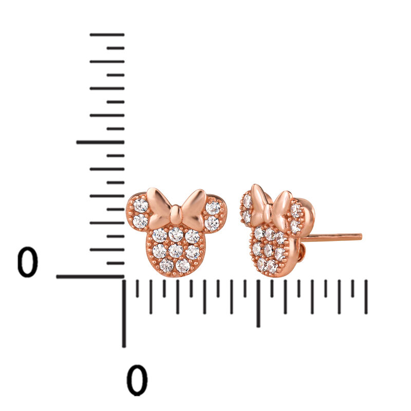 Disney Cubic Zirconia Minnie Mouse Stud Earrings in Rose Gold Plated Sterling Silver image number null