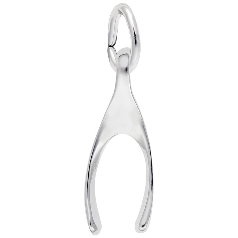 Wishbone Charm in 14K White Gold image number null