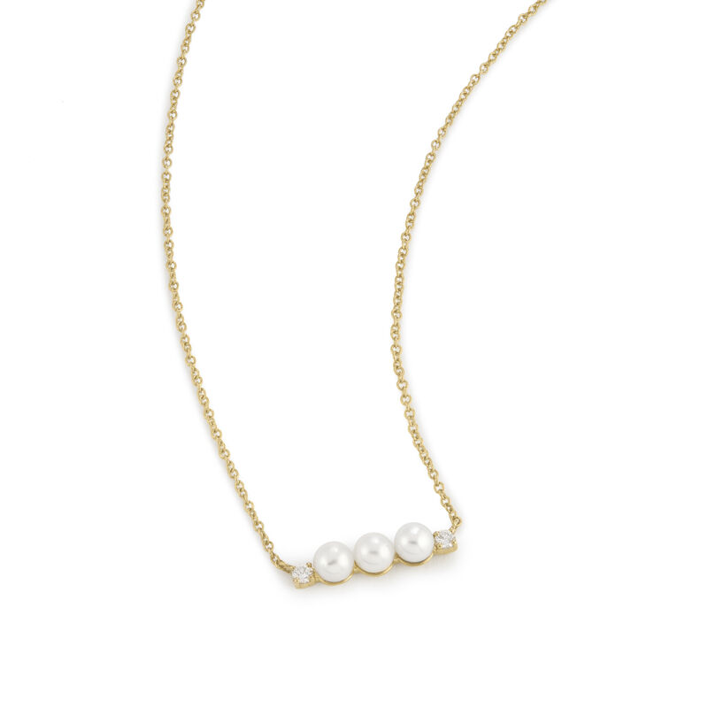 Pearl & Lab Grown Diamond Necklace in 10k Yellow Gold image number null