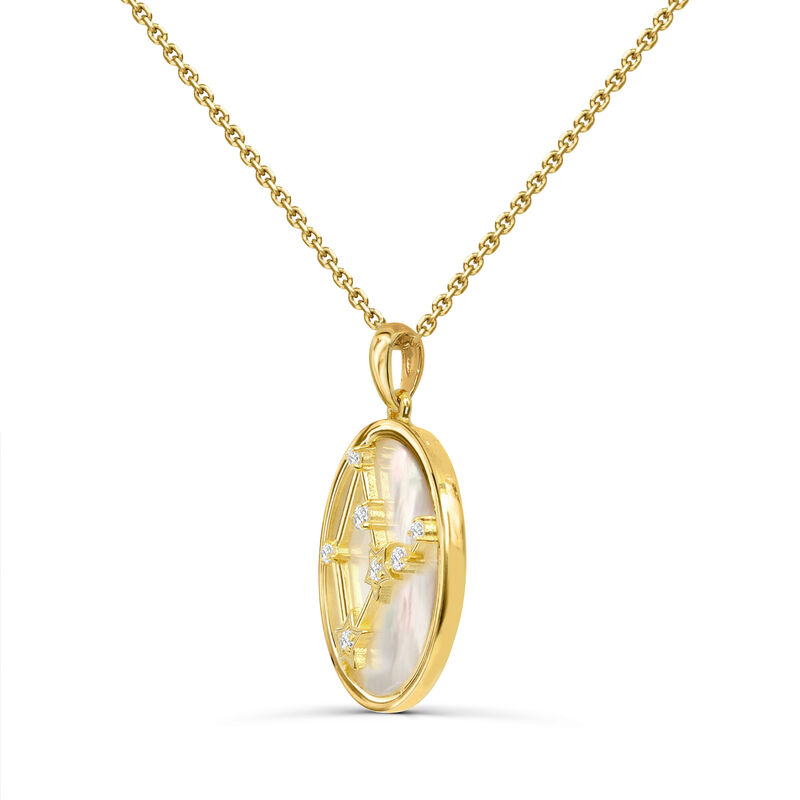 Mother of Pearl & White Topaz Virgo Pendant Gold Plated image number null