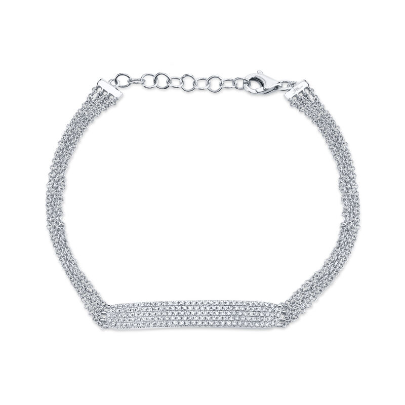 Shy Creation: Diamond Pave ID Fashion Bracelet 3/8ctw in 14k White Gold image number null