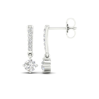 Lab Grown 5/8ctw. Dangle Earrings in 14k White Gold