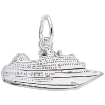 Cruise Ship Charm in 14k White Gold