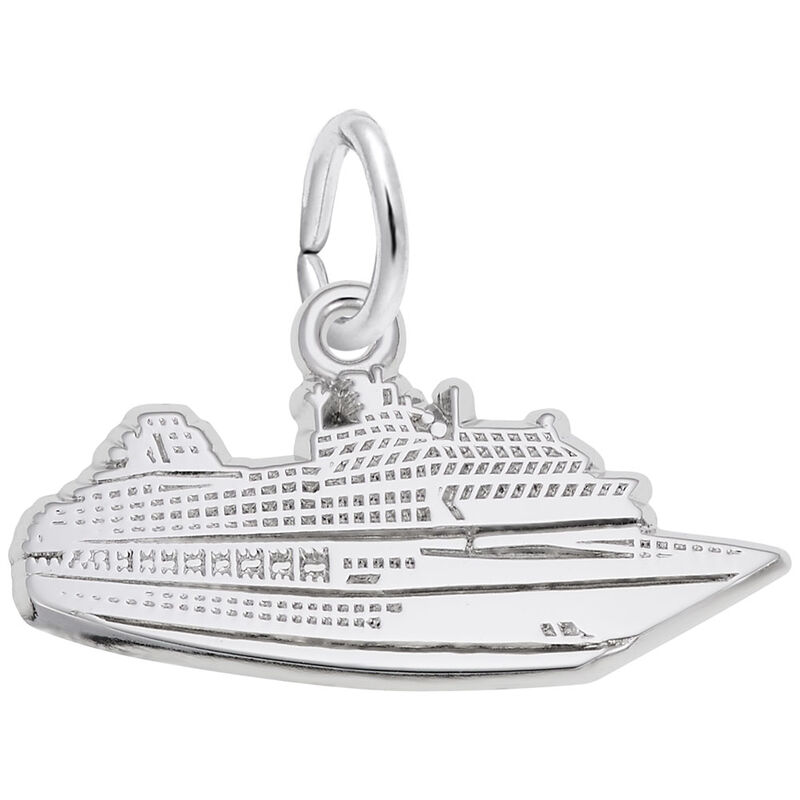Cruise Ship Charm in 14K White Gold image number null