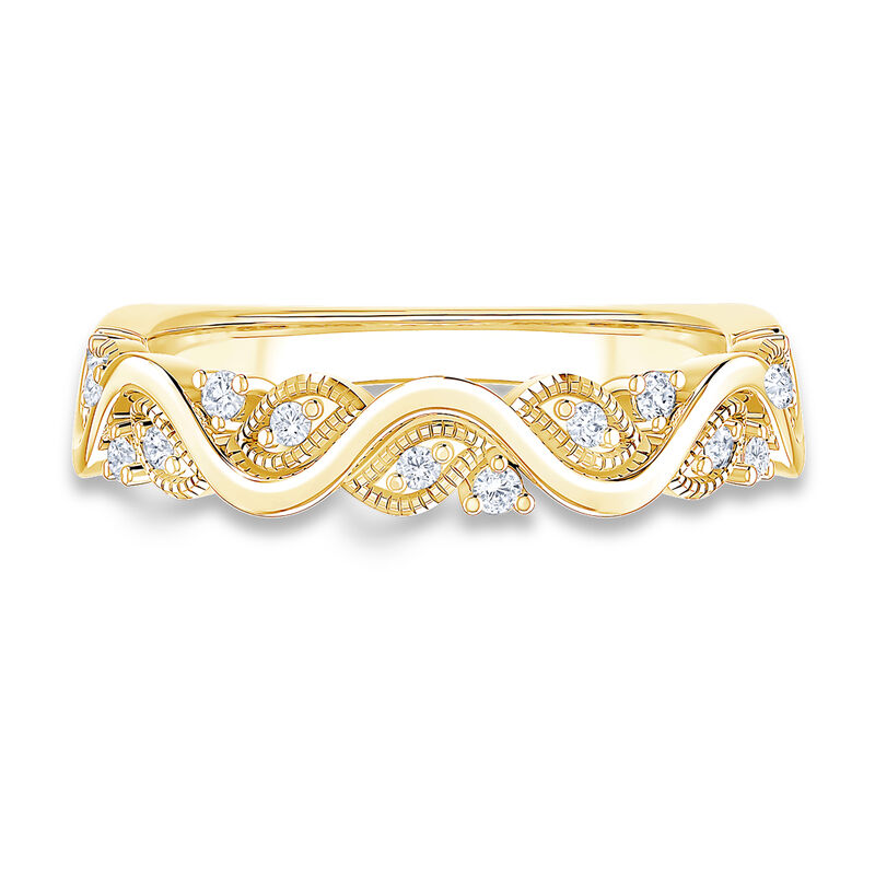Diamond Milgrain & 10k Yellow Gold Anniversary Ring image number null