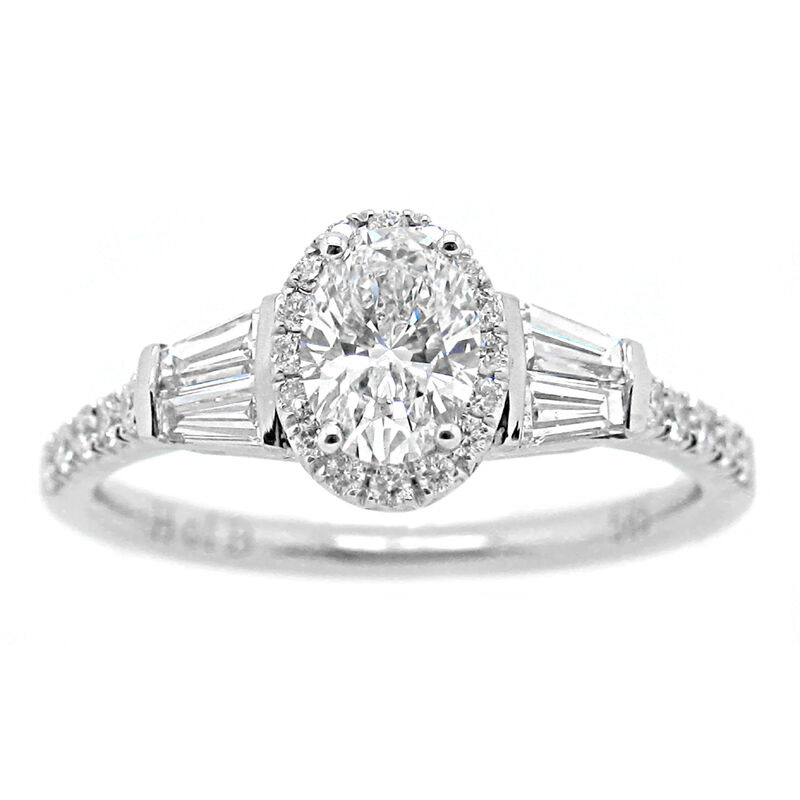 Oriana. 1ctw. Oval Diamond Halo Engagement Ring in 14K White Gold image number null