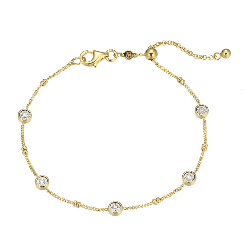 Lab Grown Diamond Bezel Station Bracelet in Gold Plated Sterling Silver image number null