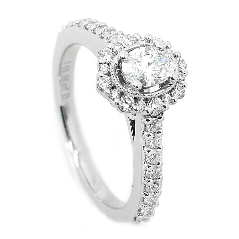 Marni. Oval 3/4ctw. Diamond Vintage-Inspired Engagement Ring in 14k White Gold image number null