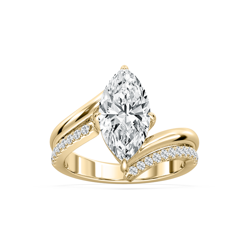 Marquise Lab Grown Diamond 3 1/4ctw. Double Row Bypass Engagement Ring in 14k Yellow Gold image number null