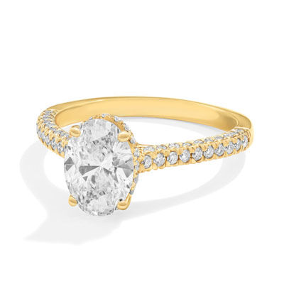 Lab Grown Oval 2ctw. Diamond Halo Engagement Ring in 14k Yellow Gold