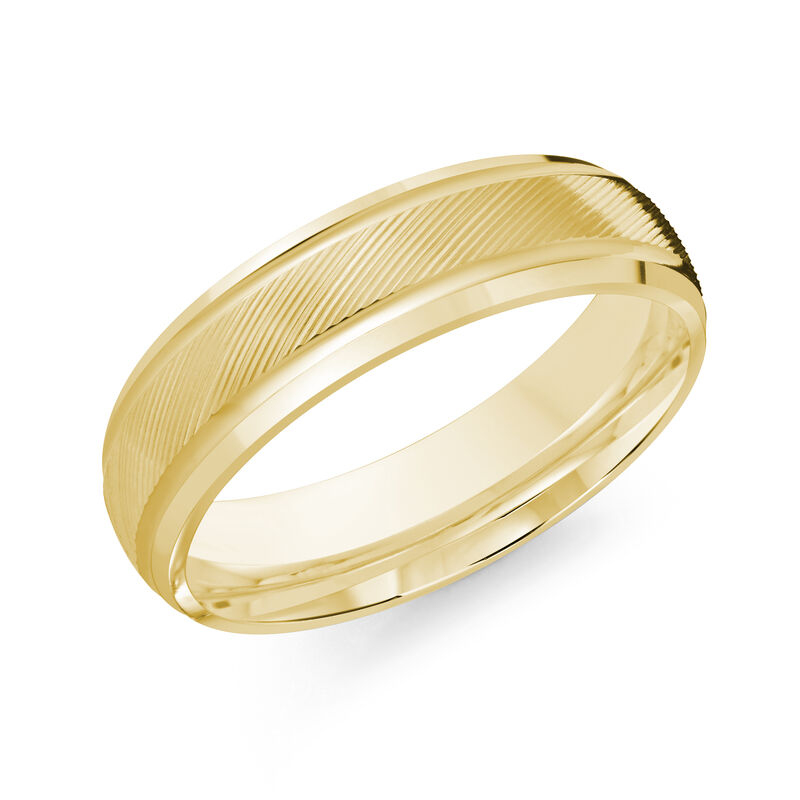 Malo Men's Diagonal Center & Beveled Edge 6mm Wedding Ring in 14k Yellow Gold image number null