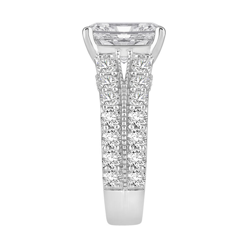 Radiant-Cut Lab Grown 6ctw. Diamond Milgrain Split Shank Engagement Ring in 14k White Gold image number null
