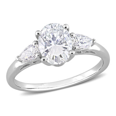 Oval 1 3/4ctw. Created Moissanite Three-Stone Engagement Ring in Sterling Silver