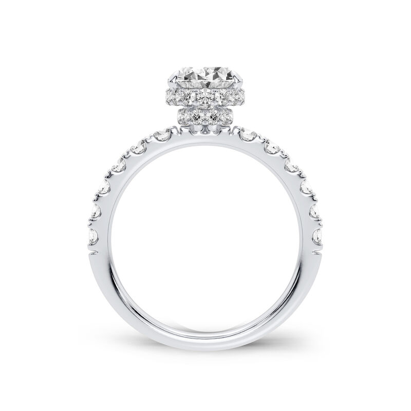 Oval-Cut Lab Grown 2 3/4ctw. Diamond Hidden Halo Engagement Ring in 14k White Gold image number null