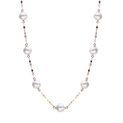 Imperial Pearl Freshwater Station Fashion Necklace in 14k Rose Gold