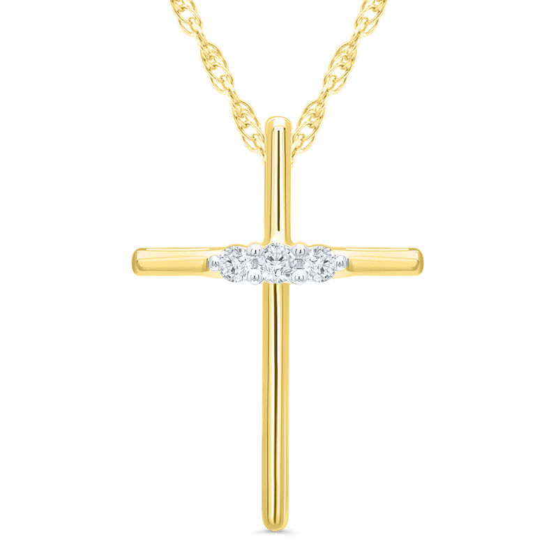 .05ctw. Diamond Cross Pendant in 10k Yellow Gold image number null