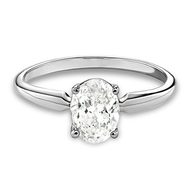 Oval Solitaire 1ctw. Diamond Engagement Ring in 14k White Gold