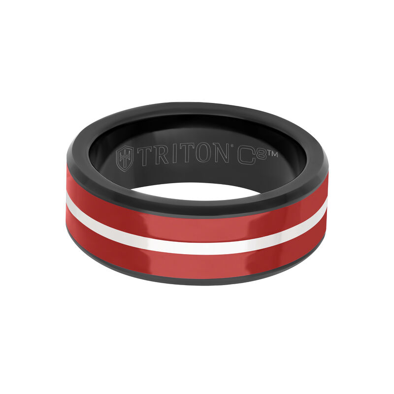 Men's Red Ceramic Inlay & Tungsten Carbide Wedding Ring (8mm) image number null