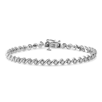 S-Curve 0.25ctw. Diamond Link Bracelet in Sterling Silver