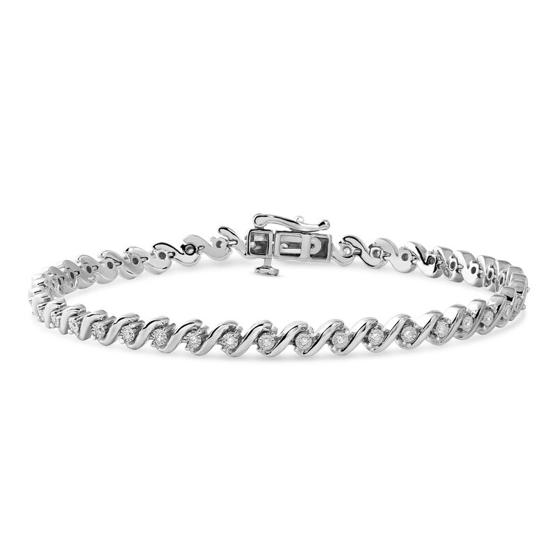 S-Curve 0.25ctw. Diamond Link Bracelet in Sterling Silver image number null