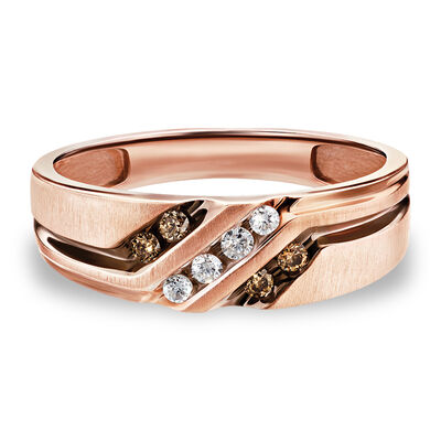 Men's 5ctw. Diamond & 10k Rose Gold Wedding Ring