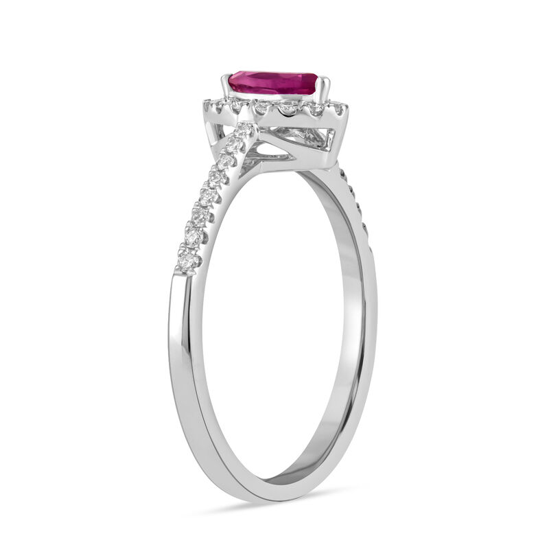 Marquise Created Ruby Halo Lab Grown Diamond Ring in Sterling Silver image number null