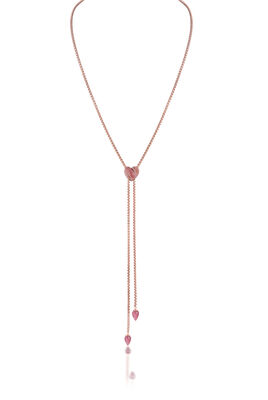 Pink Rhodochrosite Adjustable Necklace in Sterling Silver & 14k Rose Gold Plating
