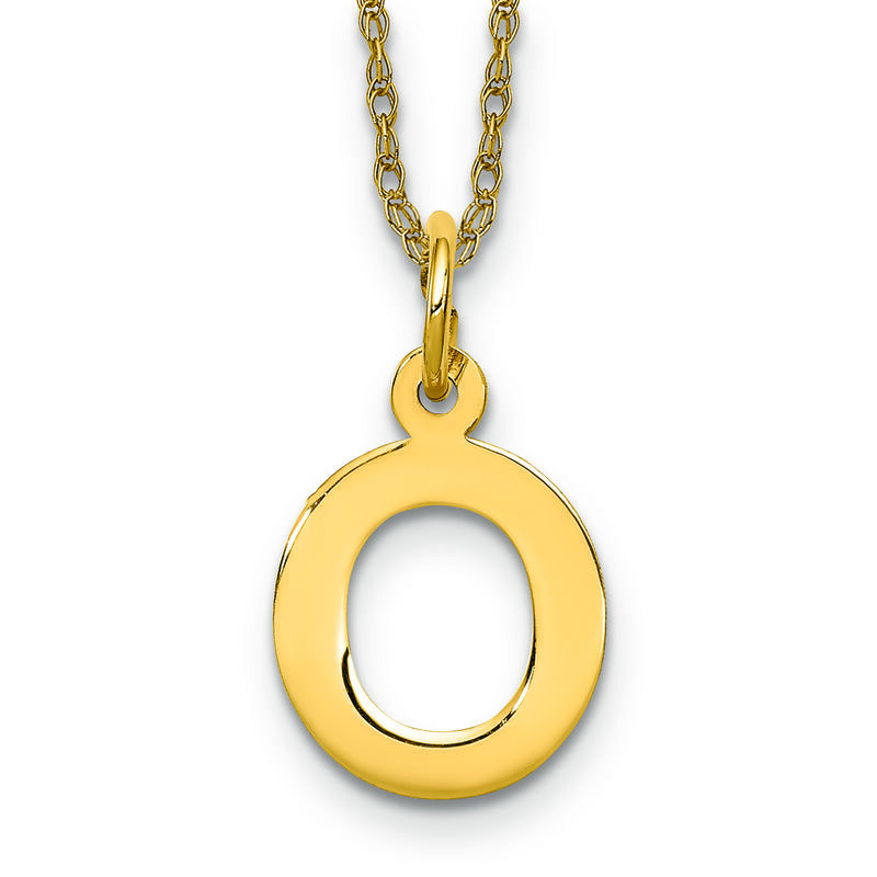 Small Block O Initial Necklace in 14k Yellow Gold image number null