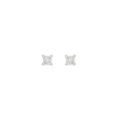 Princess-Cut Diamond Solitaire Stud Earrings 1/7ctw in 10kt White Gold